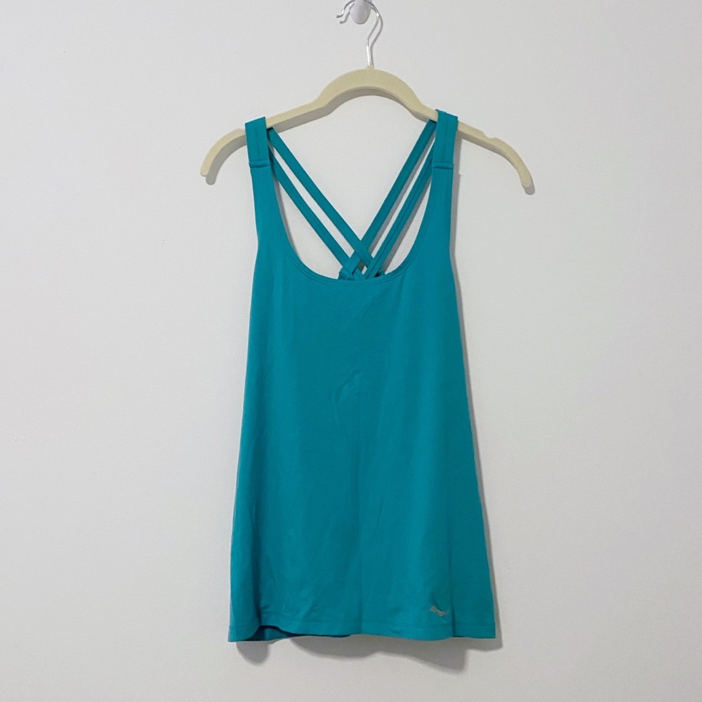 Saucony teal cross back tank